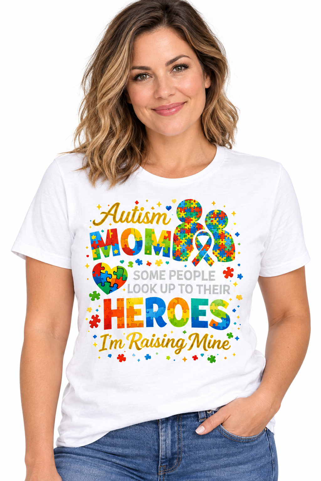 Autism Mom Tee in White