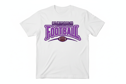 Greyhound Football graphic on white t-shirt