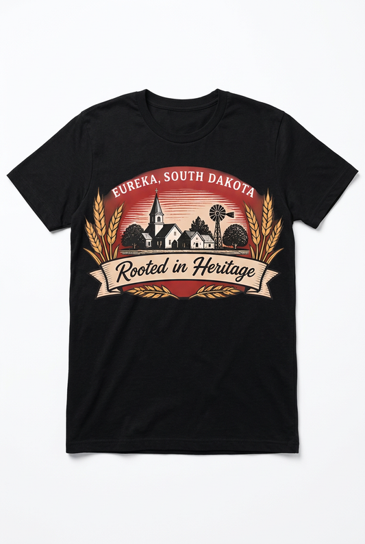 Rooted in Heritage T-Shirt - Black Flat Lay
