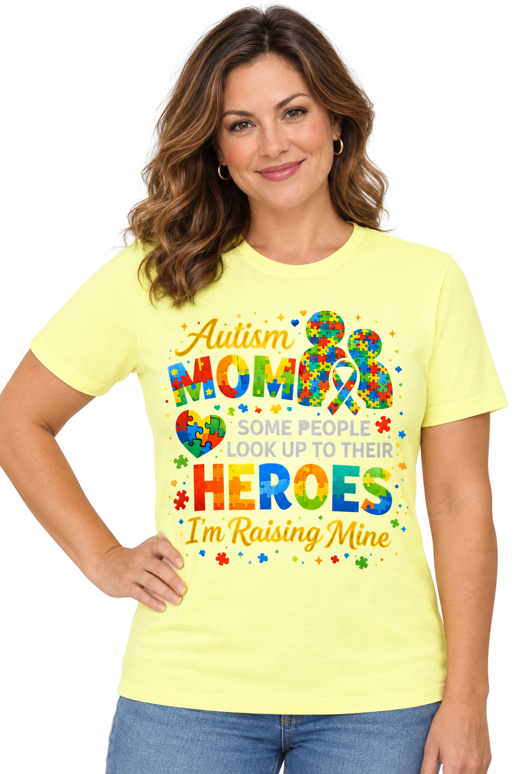 Autism Mom Tee in Cornsilk