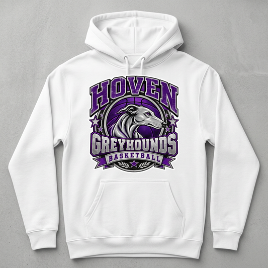 White Hoven Greyhounds Design 7 pullover hoodie flat-lay mockup