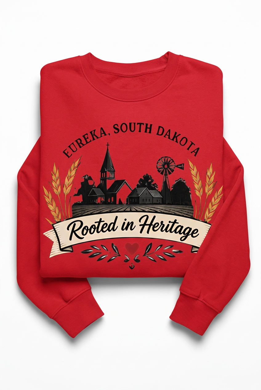 Rooted in Heritage Crewneck - Red Flat Lay