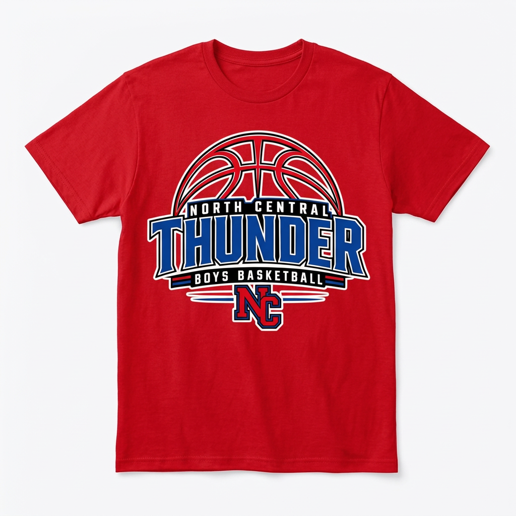 NC Thunder Boys Basketball Tee Design 3 - Red