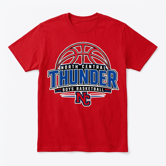 NC Thunder Boys Basketball Tee Design 3 - Red