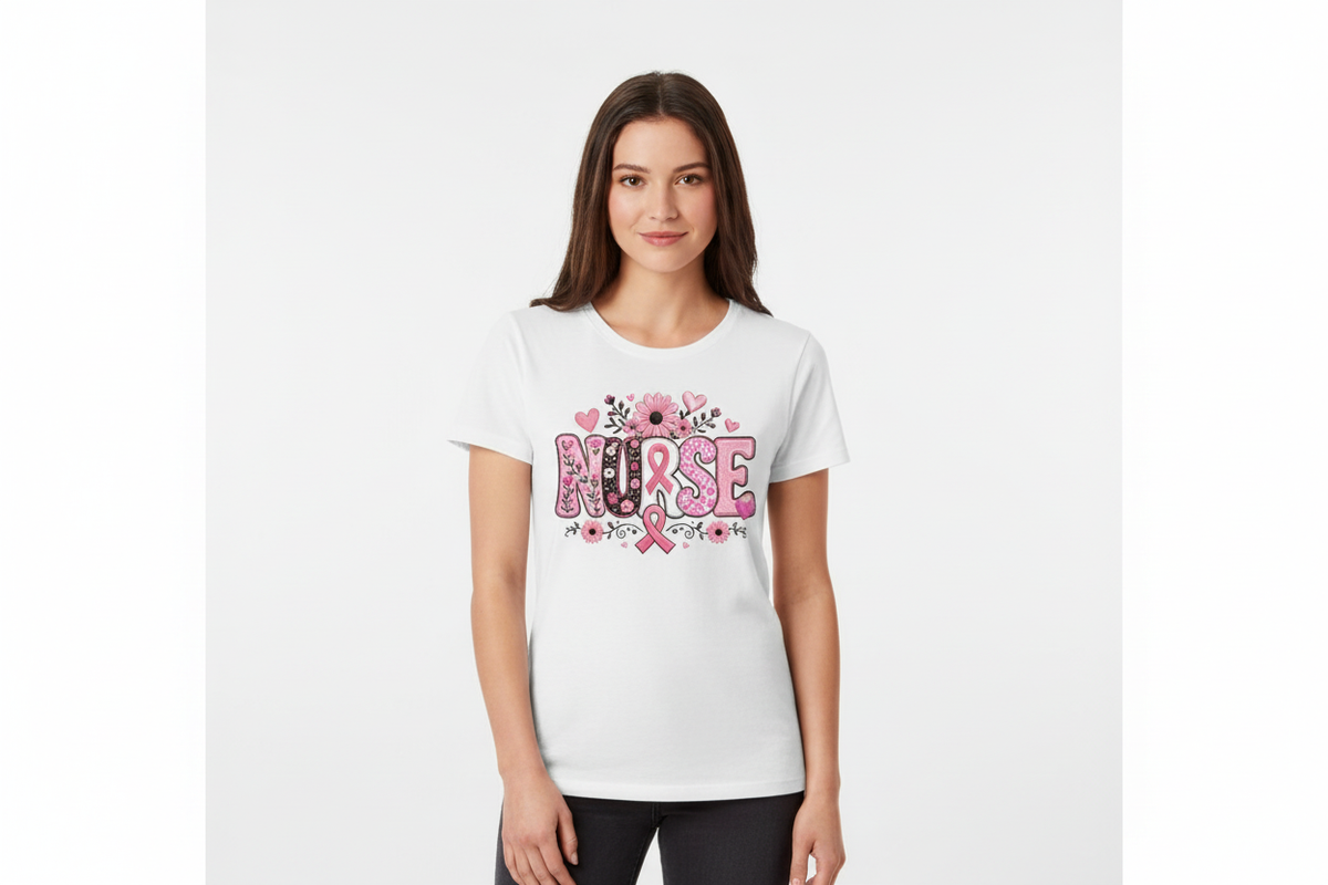 Breast Cancer Awareness NURSE Tee in White