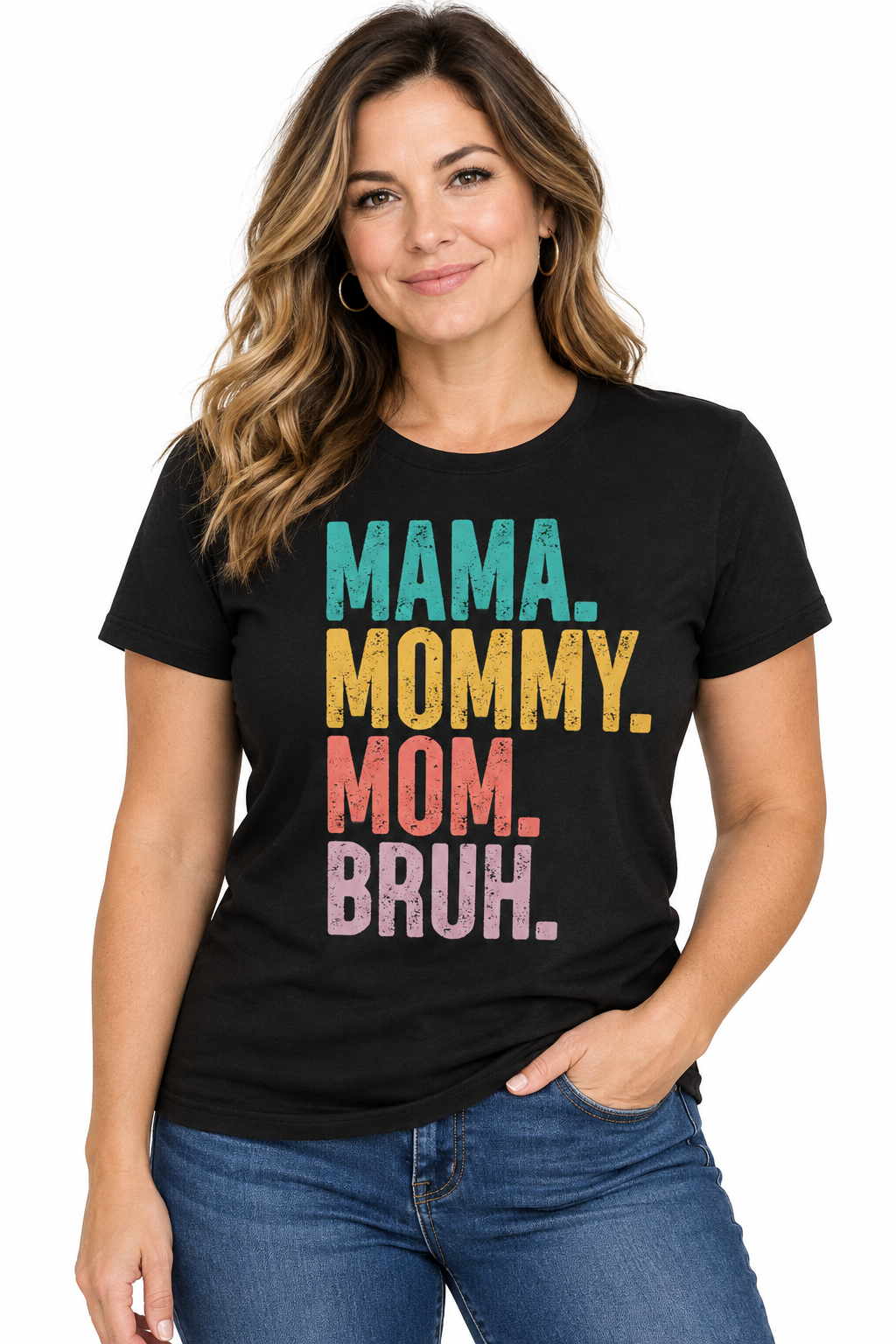 Mama Mommy Mom Bruh Tee in Black