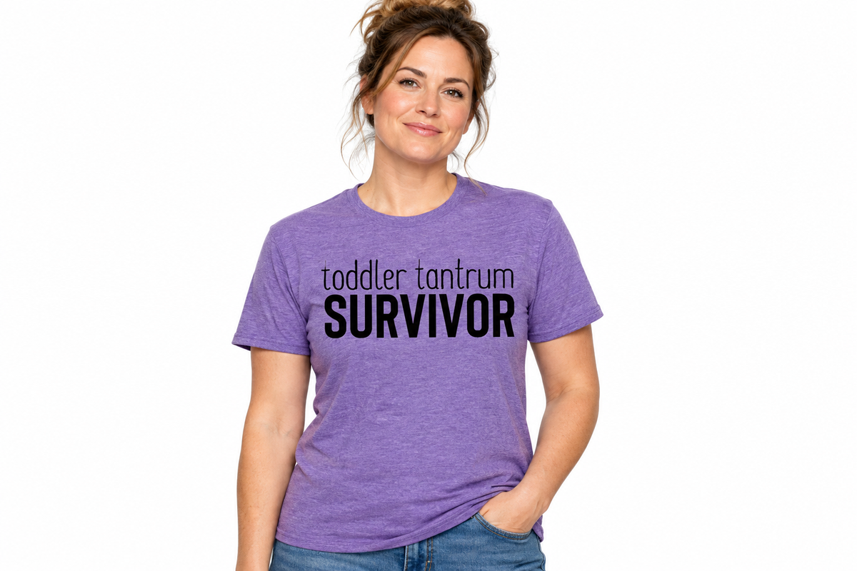 Toddler Tantrum Survivor Tee in Heathered Purple