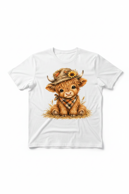 Highland Cow Harvest T-Shirt in White
