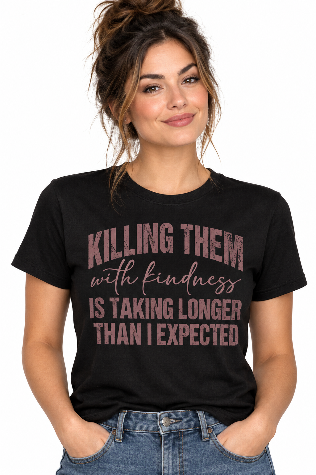 Killing Them With Kindness - Black T-Shirt on female model
