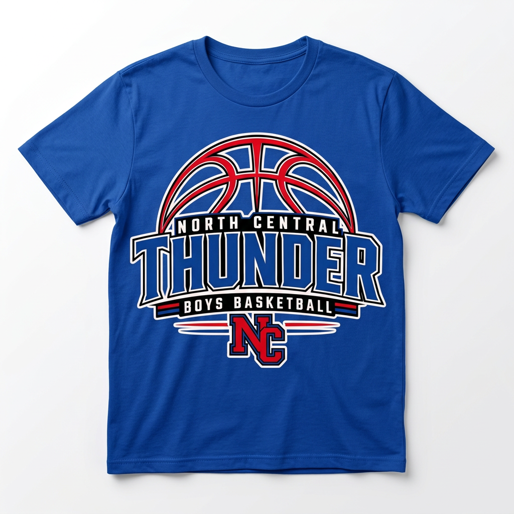 NC Thunder Boys Basketball Tee Design 3 - Royal Blue