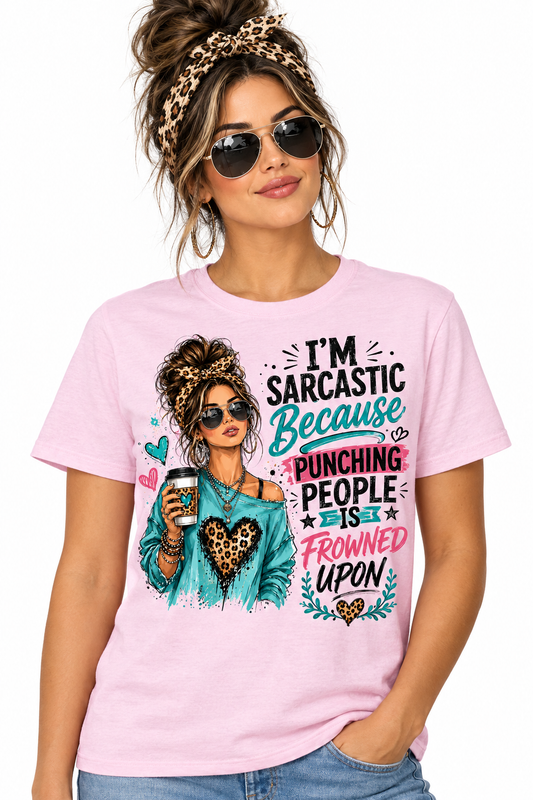 I'm Sarcastic Tee in Light Pink