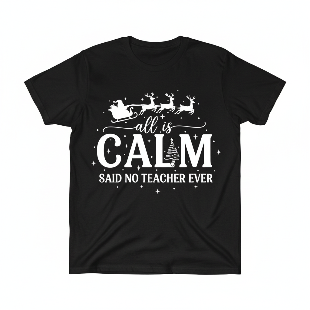 All Is Calm Said No Teacher Ever black t-shirt