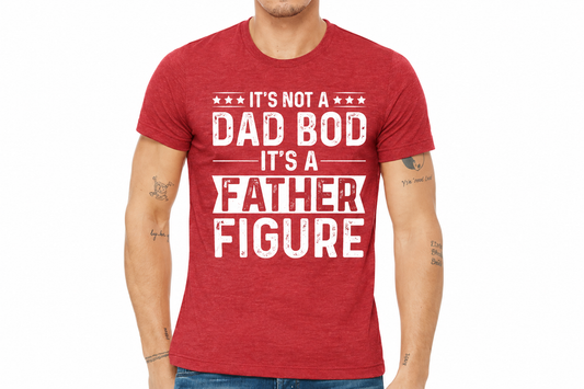 Father Figure design on heathered red t-shirt