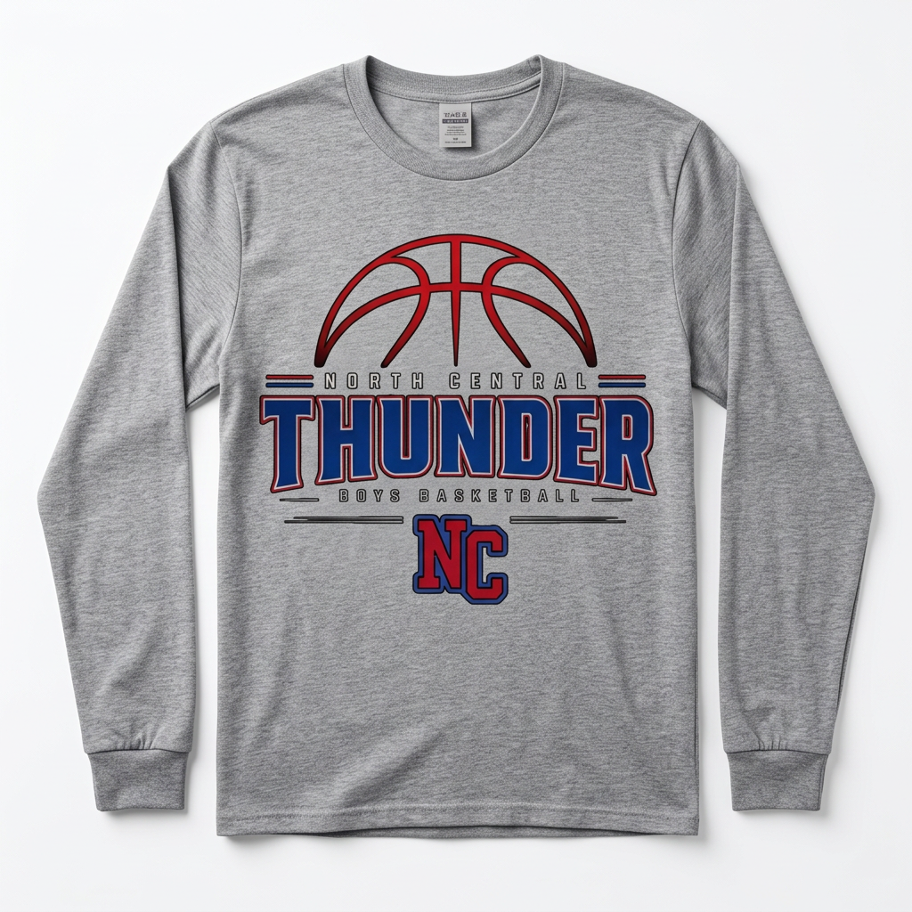 NC Thunder Boys Basketball Long Sleeve Design 2 - Sports Gray