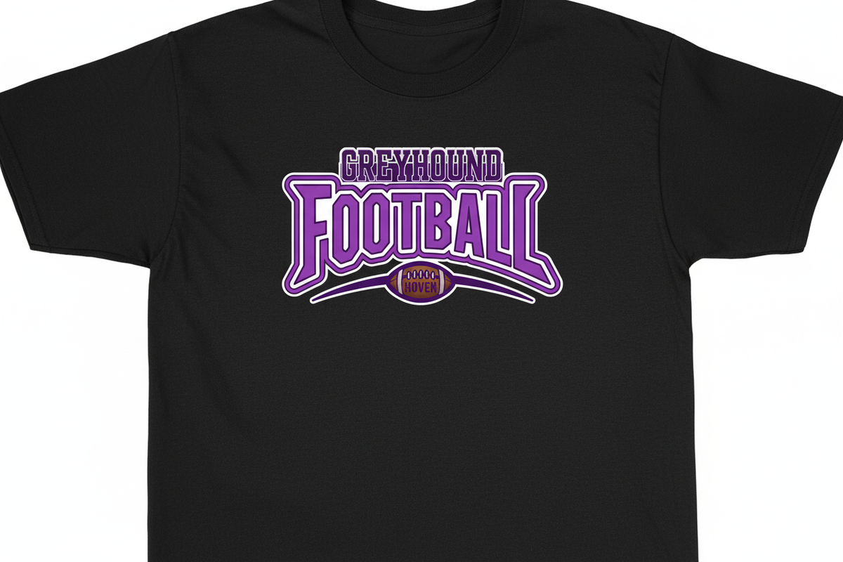Greyhound Football graphic on black t-shirt