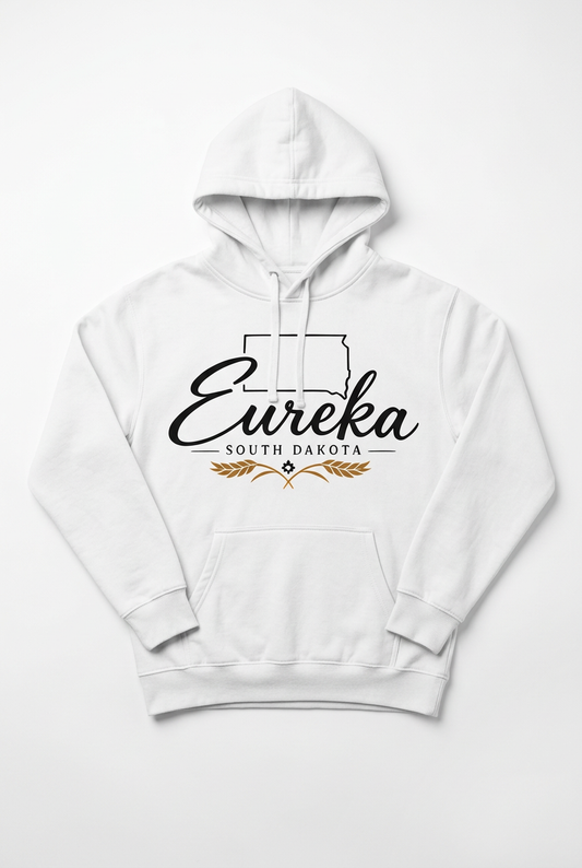 Eureka SD State Script Hoodie - White Flat Lay