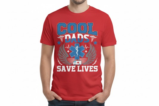 Cool Dads Save Lives EMS Tee in Red