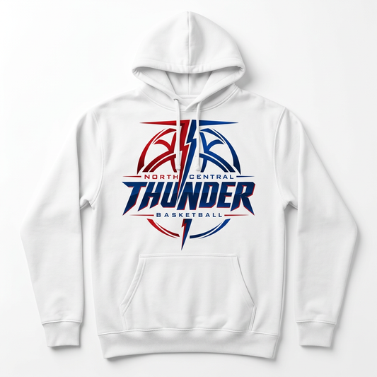 NC Thunder Basketball Hoodie Design 5 - White
