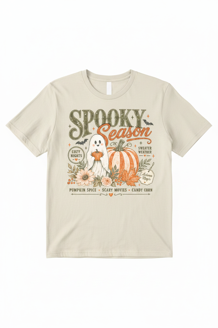 Spooky Season T-Shirt in Pale Grey