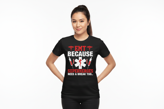 EMT Superheroes Tee in Black