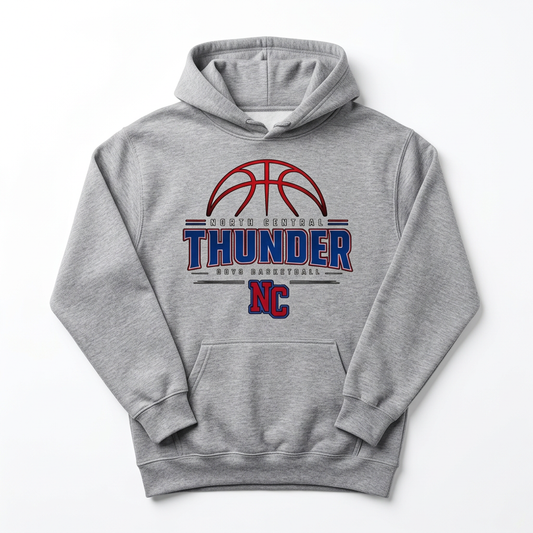 NC Thunder Boys Basketball Hoodie Design 2 - Sports Gray