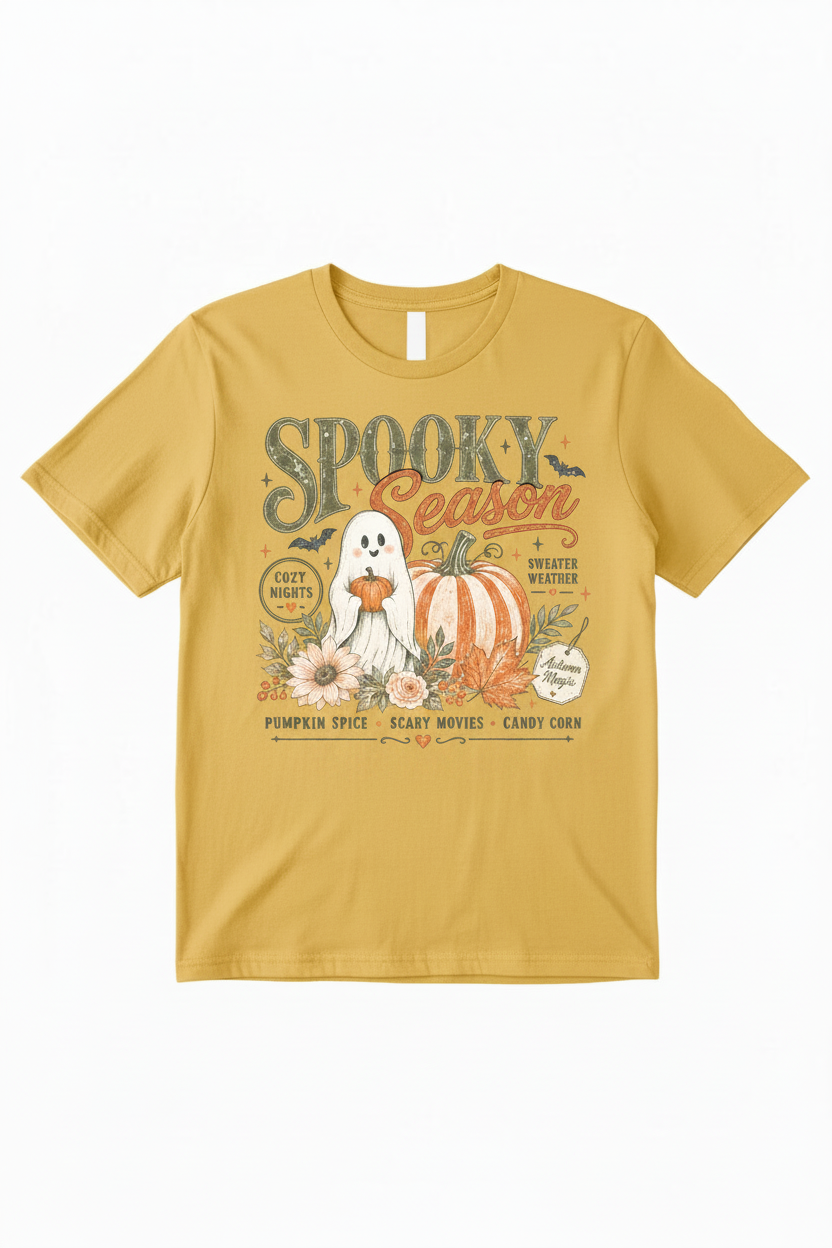 Spooky Season T-Shirt in Butter Yellow