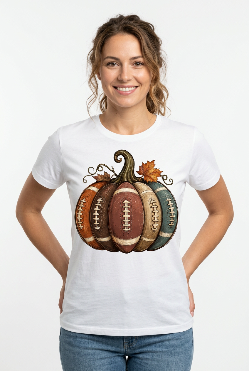 Vintage Football Pumpkin Tee - White