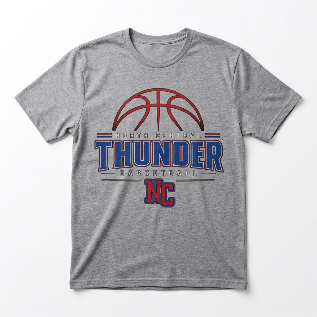 NC Thunder Basketball Tee Design 2 - Sports Gray
