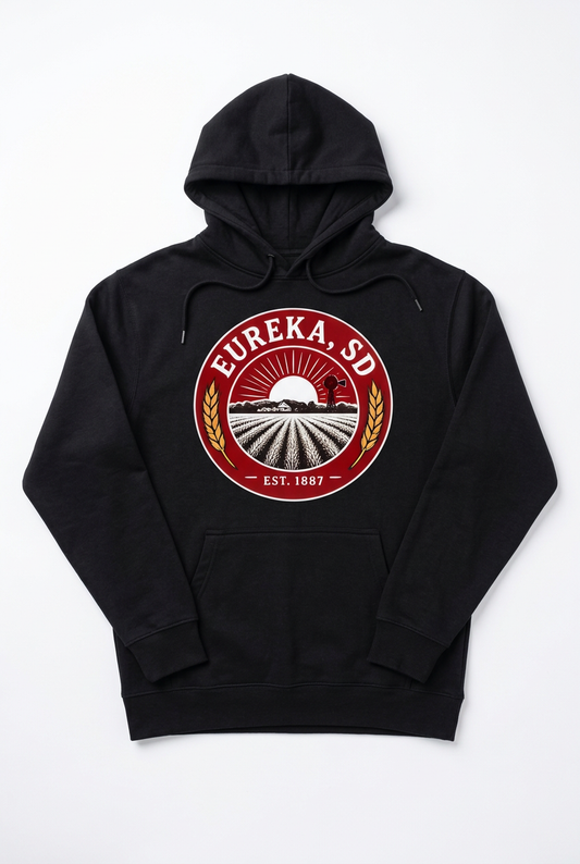 Eureka SD Est. 1887 Hoodie - Black Flat Lay