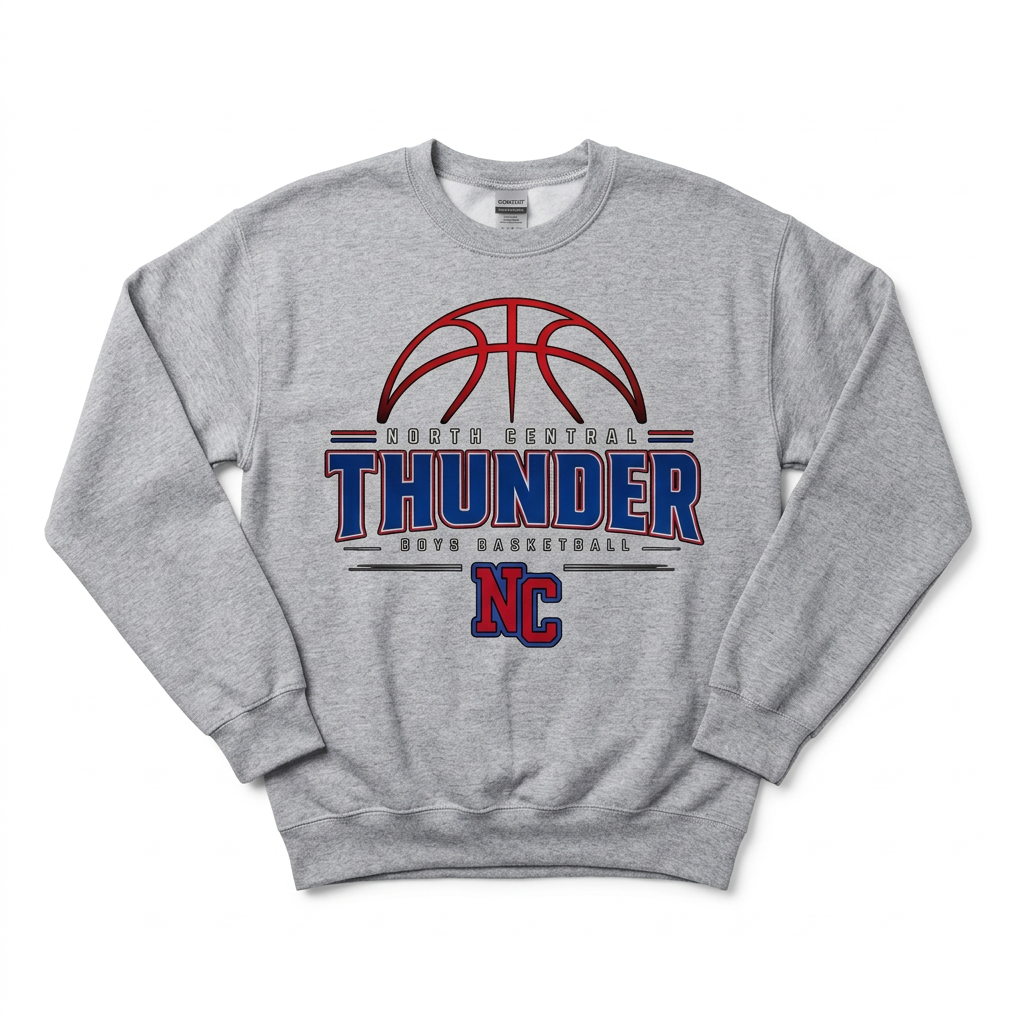 NC Thunder Boys Basketball Crewneck Design 2 - Sports Gray
