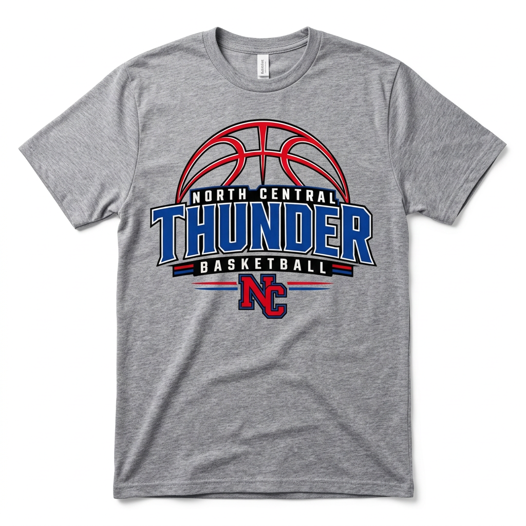 NC Thunder Basketball Tee Design 3 - Sports Gray