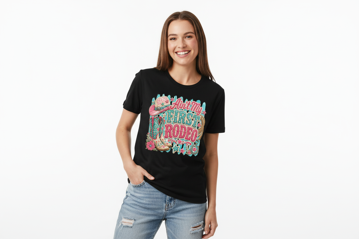 Ain't My First Rodeo tee in Black