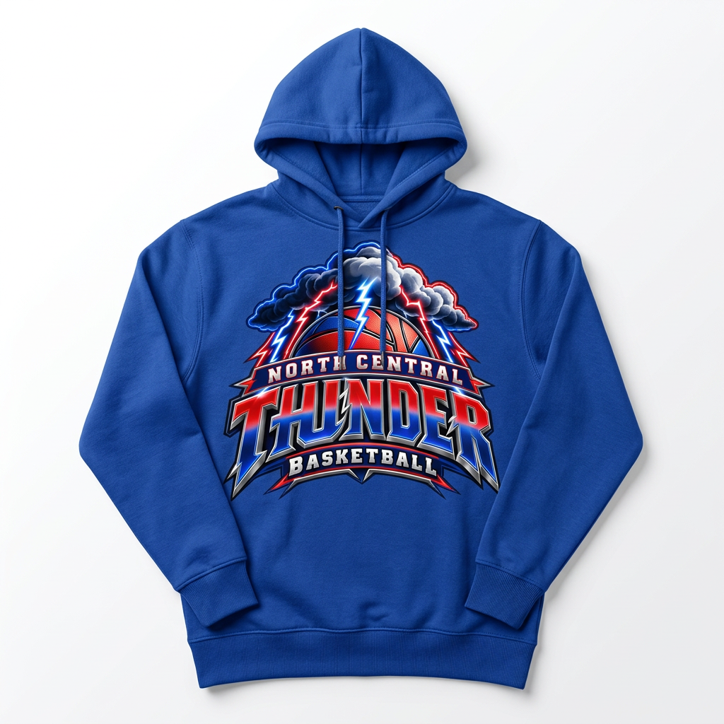 NC Thunder Basketball Hoodie Design 4 - Royal Blue