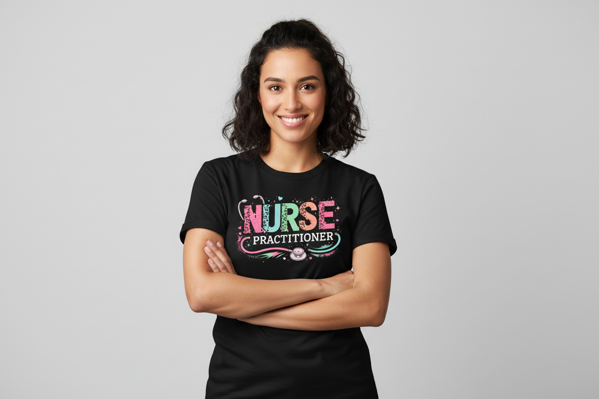 Leopard Print NURSE Tee in Black