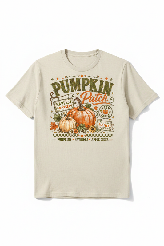 Pumpkin Patch Harvest T-Shirt in Cream