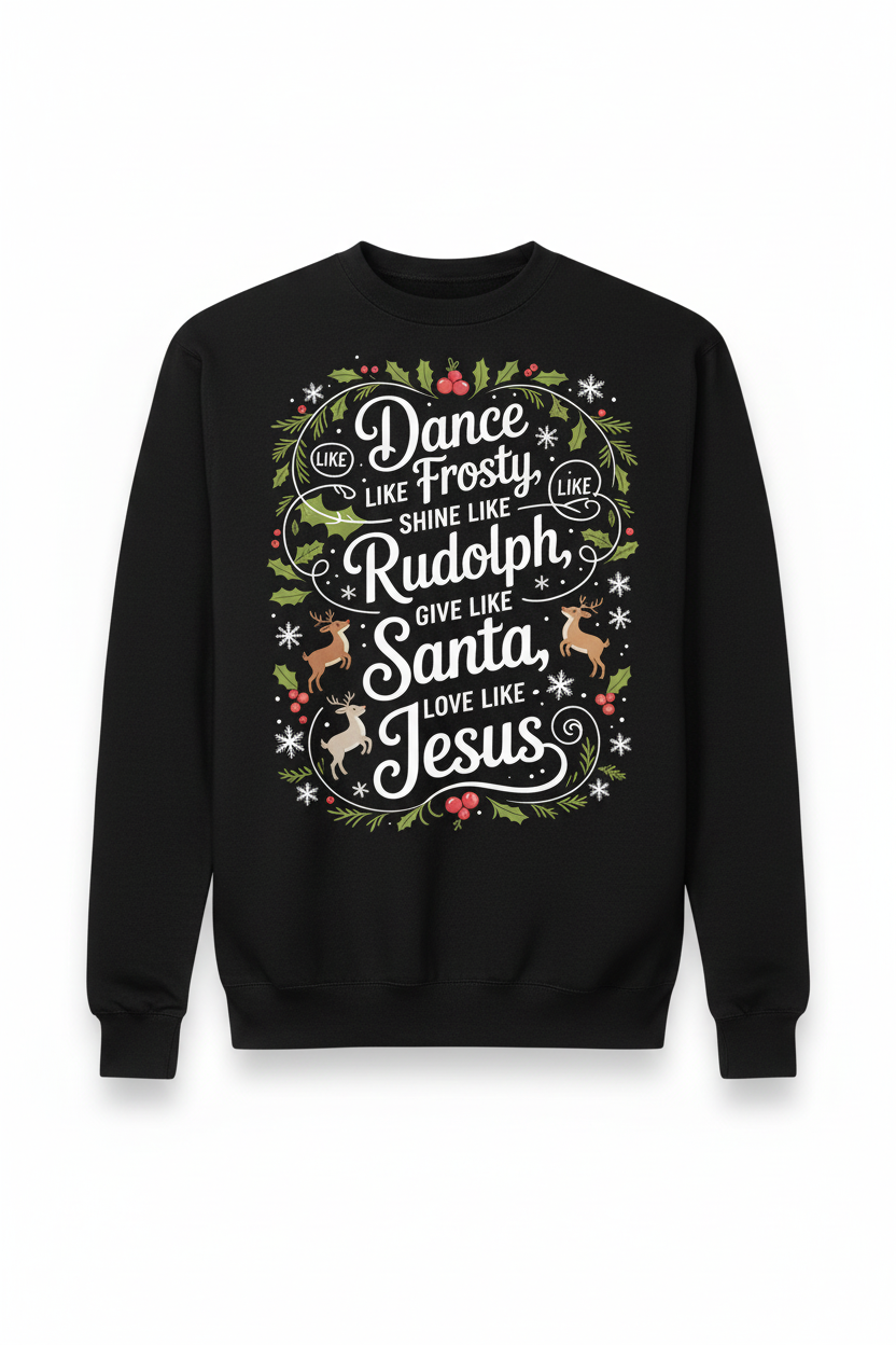 Dance Like Frosty Christmas black crewneck sweatshirt