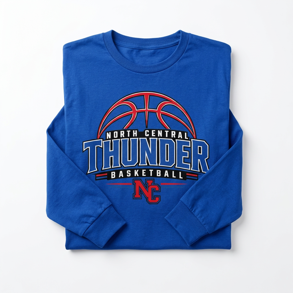 NC Thunder Basketball Long Sleeve Design 3 - Royal Blue