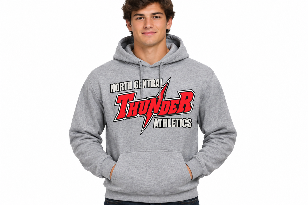 North Central Thunder Athletics on sports gray hoodie