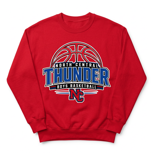 NC Thunder Boys Basketball Crewneck Design 3 - Red
