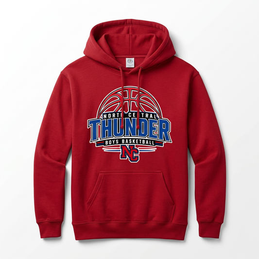 NC Thunder Boys Basketball Hoodie Design 3 - Red