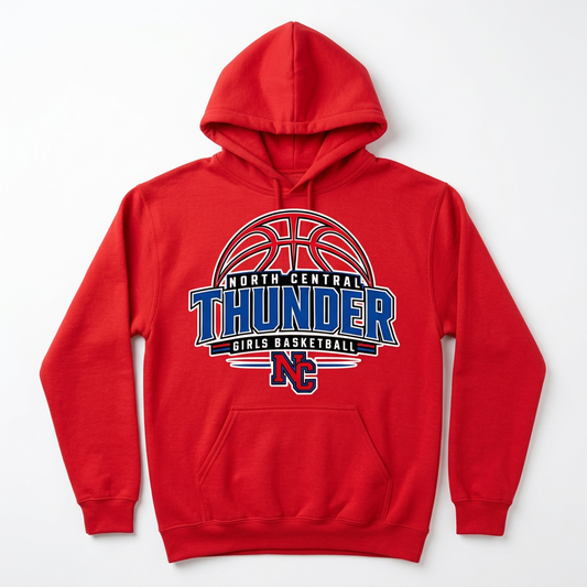 NC Thunder Girls Basketball Hoodie Design 3 - Red