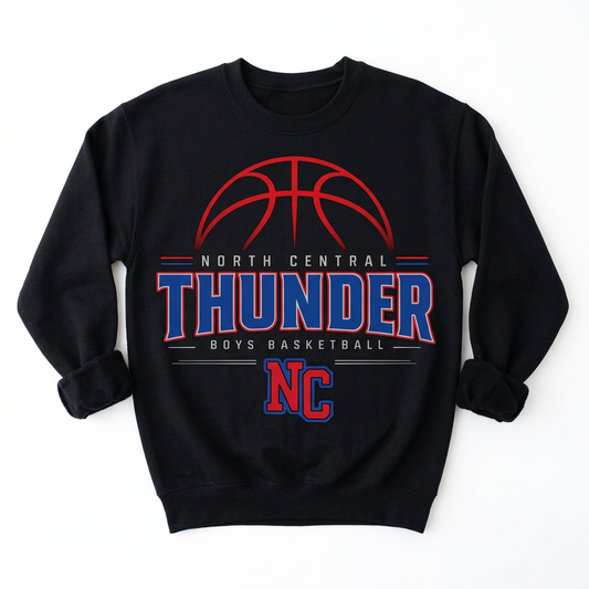 NC Thunder Boys Basketball Crewneck Design 2 - Black